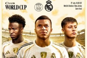 皇马发布世俱杯半决赛海报：姆巴佩C位，维尼修斯、居勒尔出镜