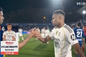 打进制胜球！姆巴佩当选皇马1-0赫塔费全场最佳球员